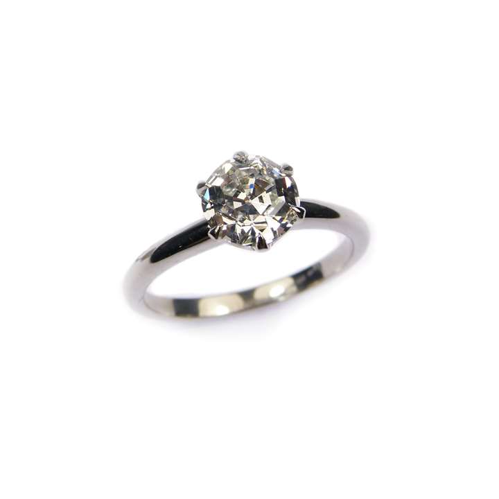 Single stone diamond ring, claw set with a 1.25ct rounded octagonal step cut diamond